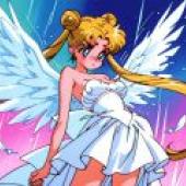 Sailor Moon Usagi Tsukino，A girl with wings and the hair of Minnie Mouse.