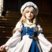 Computer desktop， live version， Goblin killer goddess， elegant steps: blue and white beauty