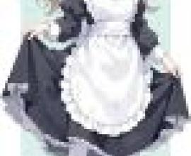 Maid，A little girl is wearing a black and white dress with ruffles.