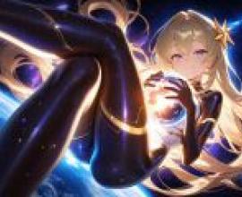 星球之母，頭髮上戴著星星、手持行星的女子。