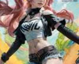 妮可·德玛拉（Nicole Demara）Zenless Zone Zero，A woman with pink hair wears the tagline