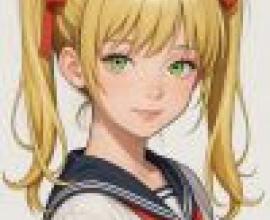 Subduing power，Yellow haired girl with red bow in hair.