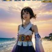 Yuna，FFX，A beautiful woman on a beach.