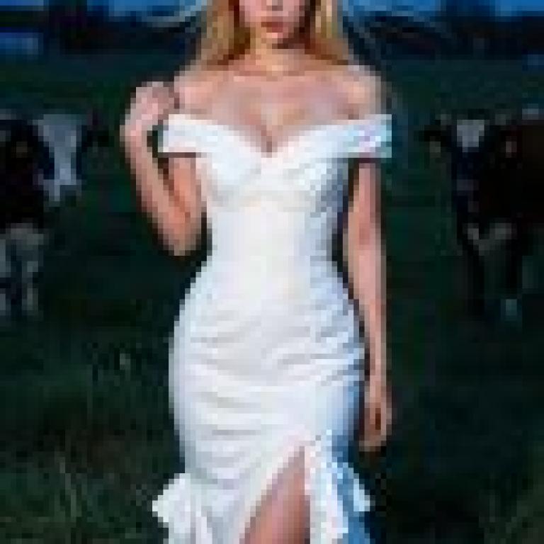 Dance of the Night，Model in front of cows.