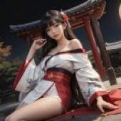 寶塔夜間和服女，桌布免費下載滿月光