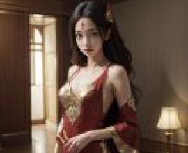 石昊阿姨，穿著紅色洋裝的女士。