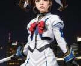 Takamachi Nanoha，Magical girl，A girl in blue and white dress.