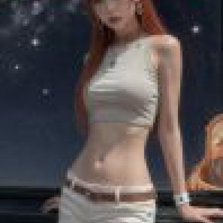 Beauty，A woman with red hair posing in front of the word banekay.