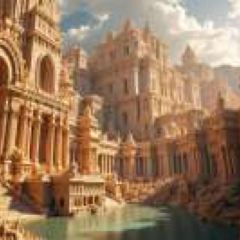 Atlantis illusion，A large building surrounded by many smaller buildings.