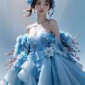 JAY 藍色花朵連身裙，一件帶有花朵圖案的藍色連身裙。