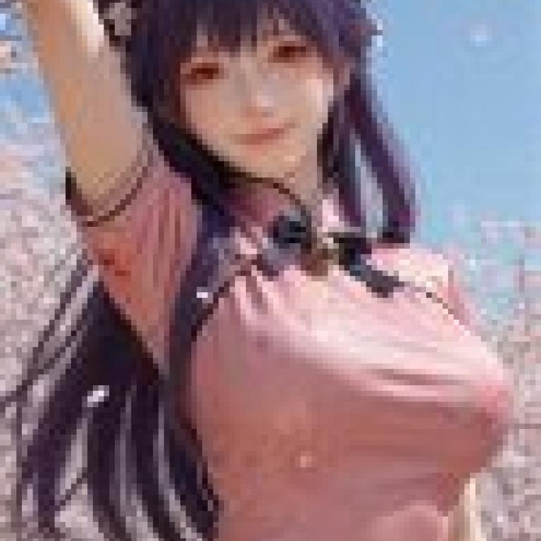 multicolor，An anime character wearing pink.