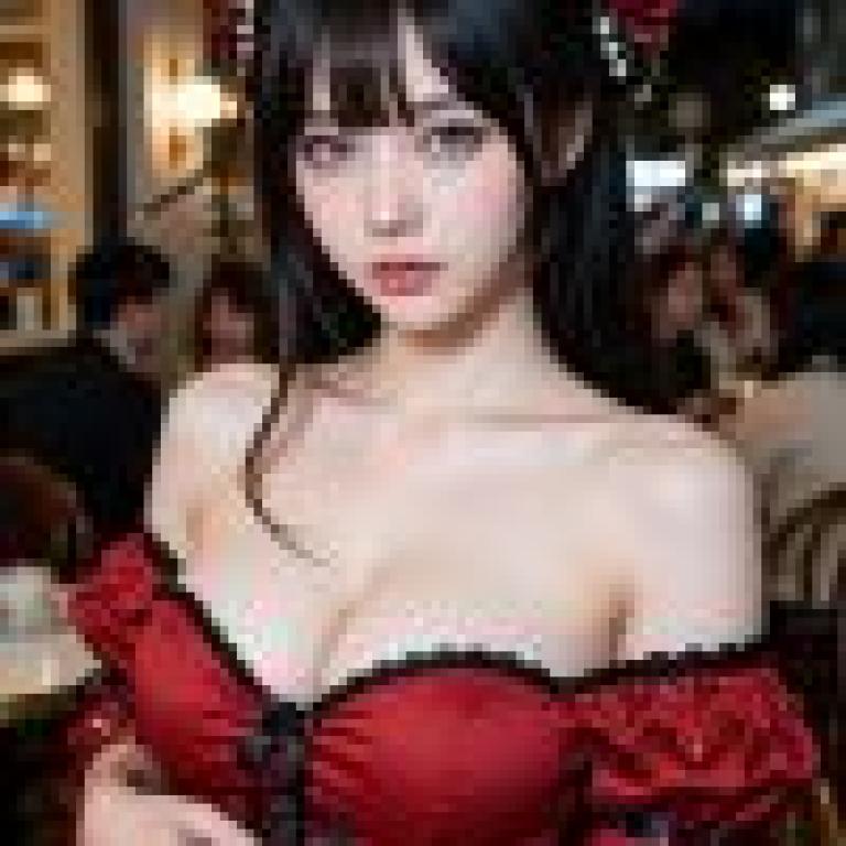 美麗的攝影師，一位穿著紅衣的女子。