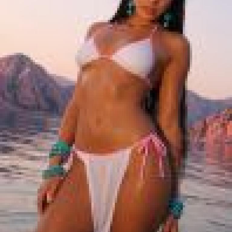 Golden City，Woman wearing a white bikini.