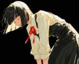 日本JK剪影，身穿黑色洋裝的黑白女孩。