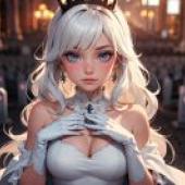 [AI桌布] 禮服的白色長裙的少女