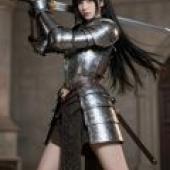 復興公主，身穿銀色胸甲、手持長劍的女子。