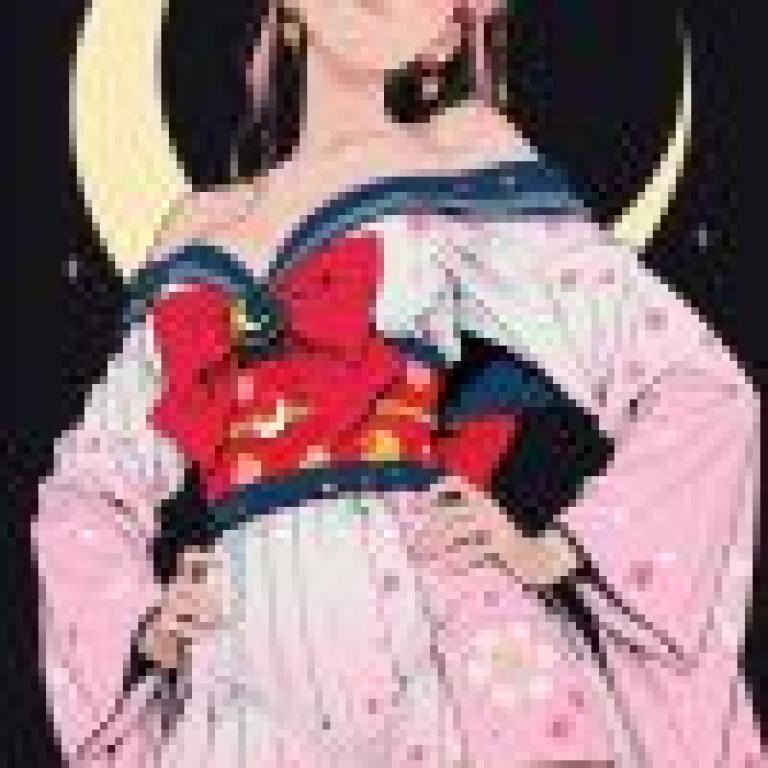 kimono，A cartoon illustration of a girl in an anime style outfit.