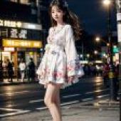 手機桌布，韓風長腿美女寫真，真人，街頭時尚韓裝美少女