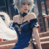 Ganyu，原神，這個女孩有著藍色的頭髮。