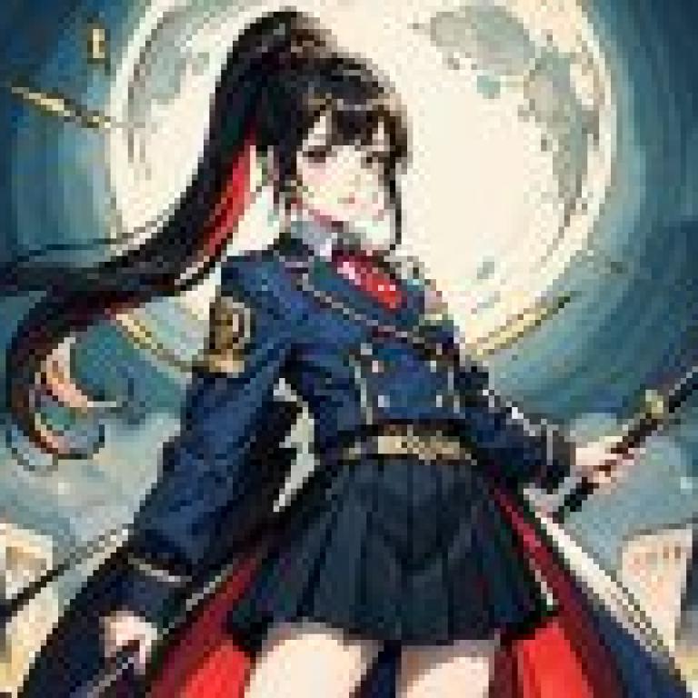 Schoolgirl Demons，A girl with long hair in blue uniform.