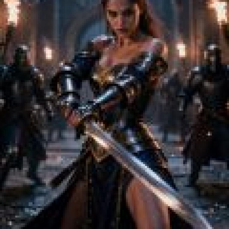 Endless battles，A woman with a sword in her right hand.