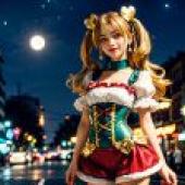 Computer desktop， live anime， Taoyuan love， love elf， Light beautiful girl city black Harley queen