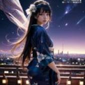 Mobile wallpaper， DonM Celestial Explorers， realistic， Blue Girl City cover uses Asian models.