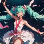 A Blue-Haired Girl Dancing in Mid-Air， Artist Rossdraws Masters Global Lighting， Detailed Artistry， Sots Art