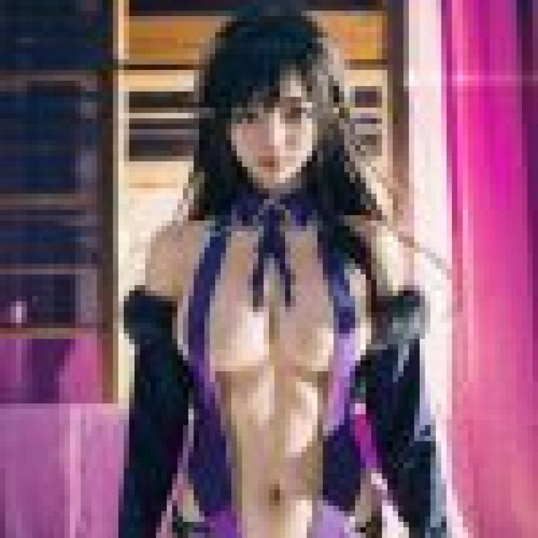 Isekai One Turn Kill Nee san，A pretty model in purple and black poses for KILLMASSIA magazine.