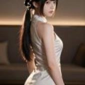 Cheongsam Goddess Fantasy，Model with white dress.