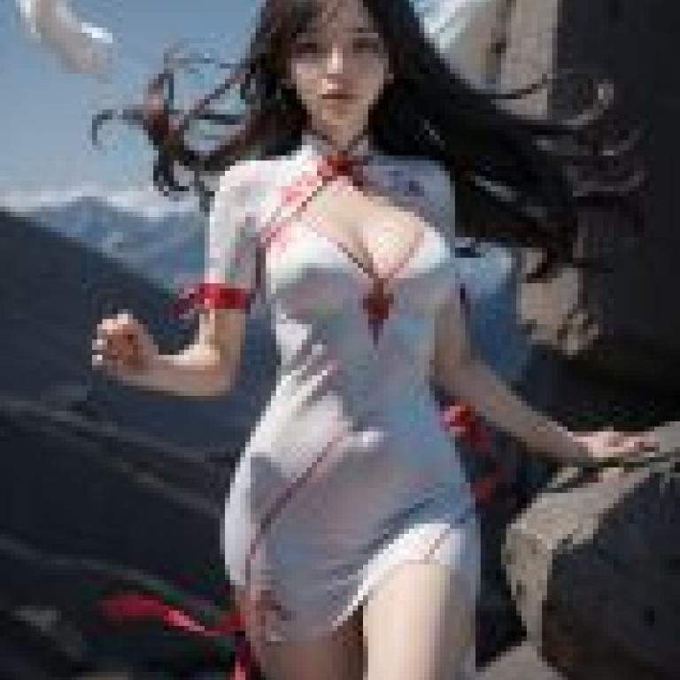 Mirage of MountainsA beautiful model with her finger on the nose.