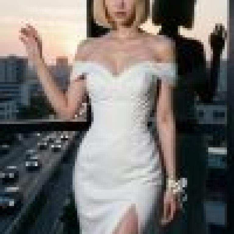 girls，Model woman with blonde hair posing in a building.