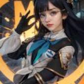 崩壞星軌，一位身穿黑白洋裝、留著黑色長髮的女孩