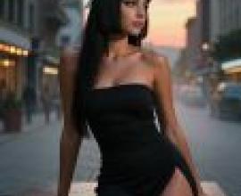 Meeting in a dream，The girl wearing the black dress and bow sitting on the table.