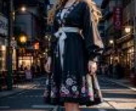 Mobile phone tablecloth， Korean-style photos of long-legged beauties， real people， Japanese elegance: street hakama kimono trend