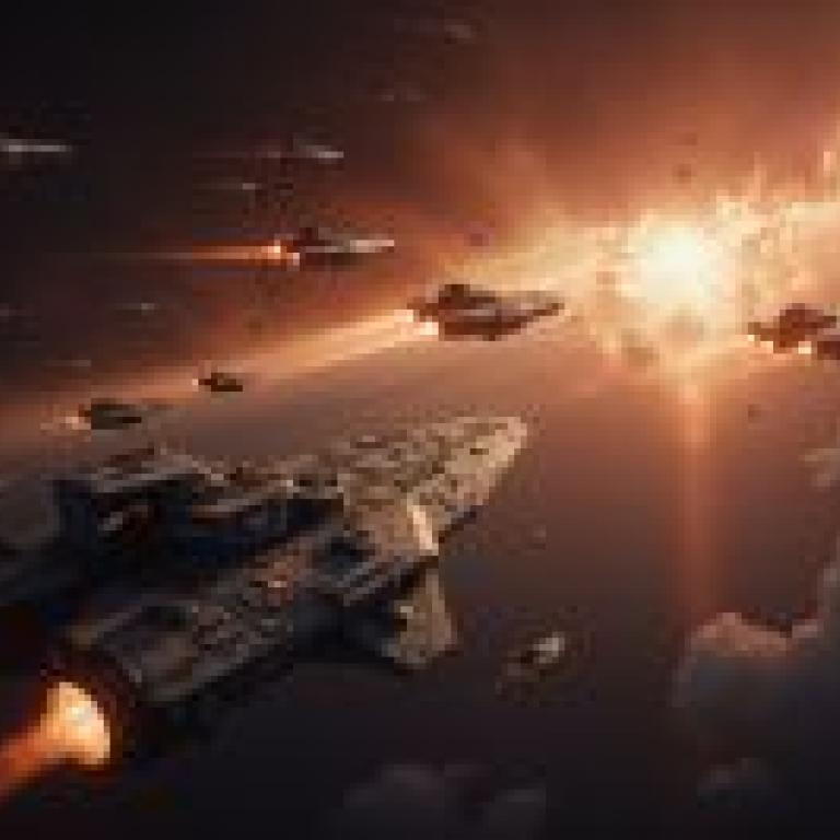 battle spaceSpaceship shooting into the moon.