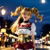 Computer desktop， live anime， Taoyuan love， love elf， beautiful girl gorgeous city steam punk