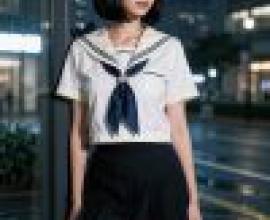 girls，A girl wearing a sailor shirt.