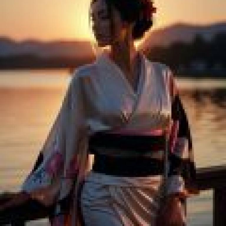 夕陽下的最後告別，一位女子站在碼頭上，夕陽在她身後緩緩落下。