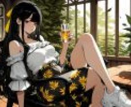 Afternoon Time，A girl holding a glass.
