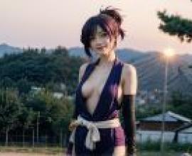 電腦桌布，Yuzuriha 杠 Hells Paradise 地獄樂，真人，深夜紫色魅影