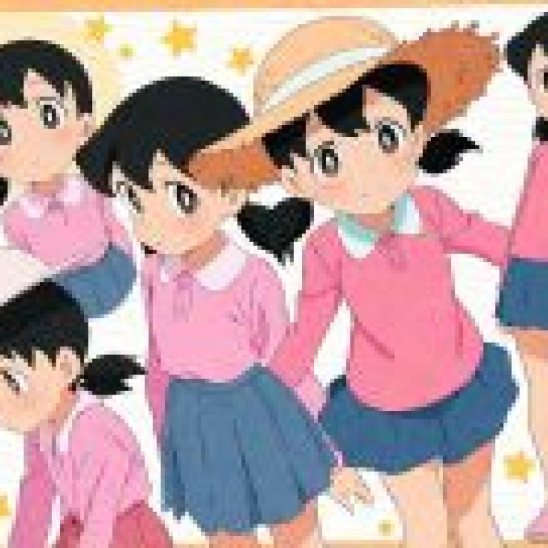 Minamoto Shizuka Hassaku，Cartoon illustration featuring five cartoon girls.