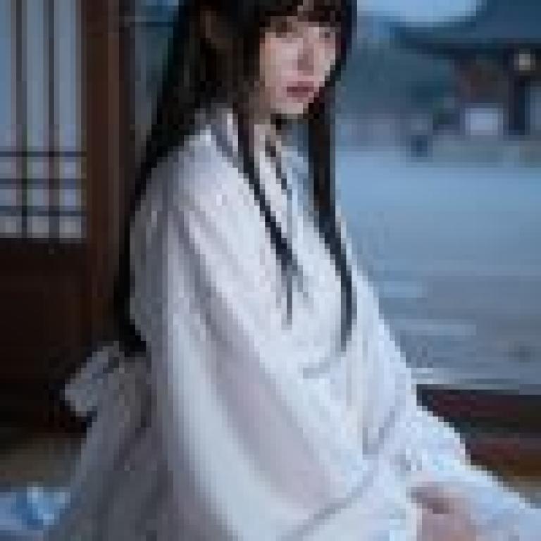 girls，A woman in white sits on the floor.