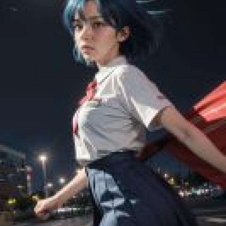 Yuu Super Real MahjongGirl wearing blue skirt.