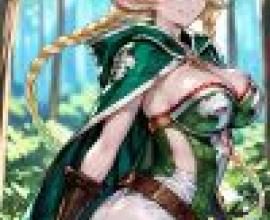 Dream Girl，Green woman in green dress with her leg bent.