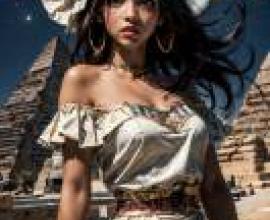 Mobile wallpaper， Yu-Gi-Oh!， realistic， woman in a white dress with gold decorations and a crown on her head.