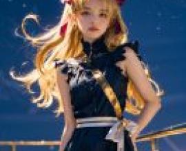 手機桌布，Fate エレシュキガル(埃列什基伽勒)，Ereshkigal，寫實，身著戲服的女子站在陽台上。