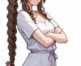 aerith gainsborough final fantasy 7，A girl with brown hair.