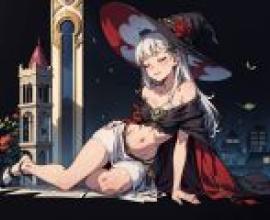 Magical Girl，A white witch with a broomstick.