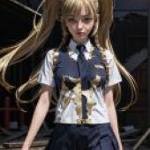 Leila Malcal Code Geass Akito the ExiledA woman with long blonde hair and a ponytail.